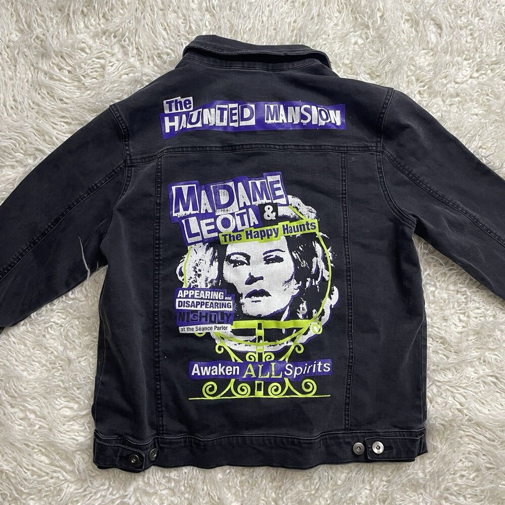 Disney Haunted Mansion Jacket Unisex LG Madame Leota Foolish Mortal Denim Goth
